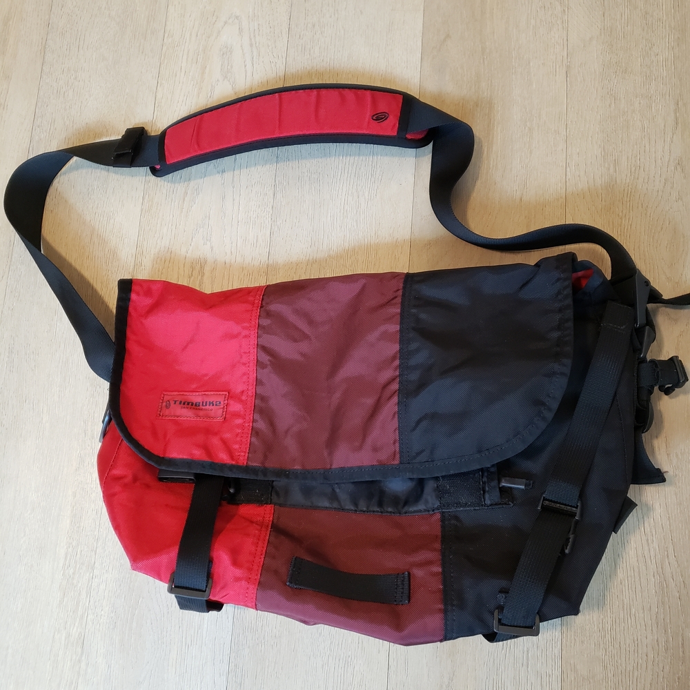 TimBuck2 Made In San Francisco Water Resistant Messenger Bag Red Black Maroon